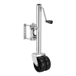 Trailer Jack with Wheel, 2000 lbs Load Capacity, Heavy Duty Swivel Boat Trailer Jack with PP Dual Wheel & Ergonomic Handle, 15-27 Inch Lift Range, Fit for RVs, Boats and Utility Trailers