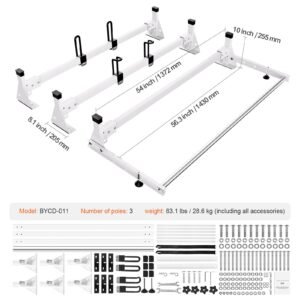 trailer ladder rack 54 3 crossbars ladder roof rack heavy duty steel van roof rack 800 lbs capacity van ladder rack with cargo roller and straps fit for ford transit 150 250 350 2015 2022 3.jpg