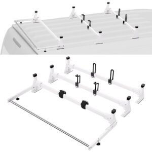 trailer ladder rack 54 3 crossbars ladder roof rack heavy duty steel van roof rack 800 lbs capacity van ladder rack with cargo roller and straps fit for ford transit 150 250 350 2015 2022 5.jpg