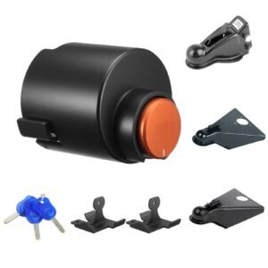 Trailer Lock, Fits 2 & 2-5/16-Inch Straight Tongue Ball Couplers, Heavy Duty Hitch Lock with 3 Keys Secures Security Chains, Anti-Theft RV Trailer Tongue Locks for RV, Trailer, Boat