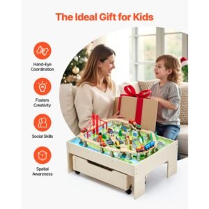 train table 100 multicolor pieces wooden kids activity table with rolling storage drawer 3 in 1 wooden train set for gaming drawing reading eating creative toy set for kids ages 3 28.jpg