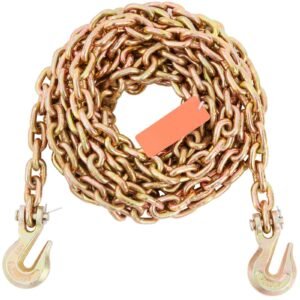 Transport Binder Chain, 4900 lbs Working Load Limit, 5/16'' x 20' G80 Tow Chain Tie Down with Grab Hooks, DOT Certified, Galvanized Coating Manganese Steel for Dock Factory Construction Site