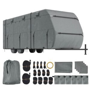 travel trailer cover 28 31 ft rv cover top 300d oxford fabric camper cover waterproof windproof and rip stop class a rv cover with storage bag repair patches straps and tire covers.jpg