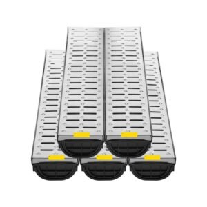 trench drain system channel drain with metal grate 57x31 inch hdpe drainage trench black plastic garage floor drain 5x39 trench drain grate with 5 end caps for garden driveway 5 pack 4.jpg