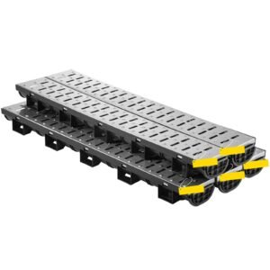trench drain system channel drain with metal grate 57x31 inch hdpe drainage trench black plastic garage floor drain 5x39 trench drain grate with 5 end caps for garden driveway 5 pack 5.jpg