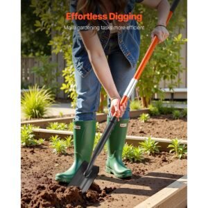 Trench Shovel, 4 in Blade Heavy-Duty Trenching Shovel, Narrow Spade Trench Digger with Fiberglass Handle and Non-Slip Grip, for Gardening, Digging Holes, Trenching, and Planting, 56 in Long