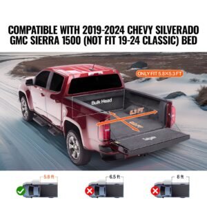 truck bed cover roll up truck bed tonneau cover compatible with 2019 2024 chevy silverado gmc sierra 1500 not fit 19 24 classic bed for 58 x 53 ft bed soft pvc roll up tonneau cover 1.jpg