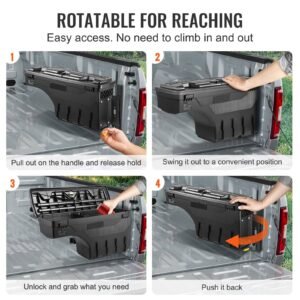 truck bed storage box lockable lid waterproof abs wheel well tool box 66 gal20 l compatible with chevrolet silverado 1500 gmc sierra 1500 2019 2020 passenger side black 3.jpg