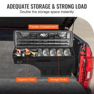 truck bed storage box lockable lid waterproof abs wheel well tool box 66 gal20 l compatible with chevrolet silverado 1500 gmc sierra 1500 2019 2020 passenger side black 4.jpg
