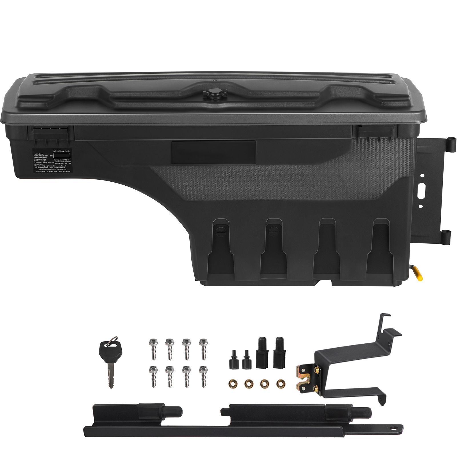 truck bed storage box lockable lid waterproof abs wheel well tool box 66 gal20 l compatible with chevrolet silverado 1500 gmc sierra 1500 2019 2020 passenger side black.jpg