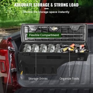 truck bed storage box lockable lid waterproof abs wheel well tool box 66 gal20 l with password padlock compatible with dodge ram 1500 2019 2021 driver side black 4.jpg