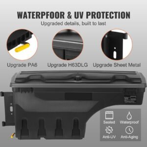 truck bed storage box lockable swing case with password padlock 66 gal25 l abs wheel well tool box waterproof and durable compatible with ford f 150 2015 2021 drivers sideleft 2.jpg