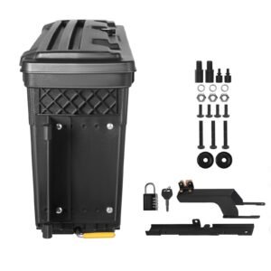 Truck Bed Storage Box, Lockable Swing Case with Password Padlock, 6.6 Gal/25 L ABS Wheel Well Tool Box, Waterproof and Durable, Compatible with Ford F-150 2015-2021, Drivers Side(Left)