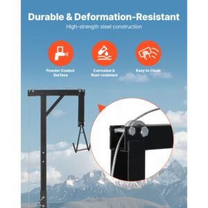 truck hitch game hoist, 300 lbs load capacity, hunting deer hoist with 2 inch receiver, 360 degree swivel shaft & adjustable height, includes gambrel winch for skinning & cleaning game
