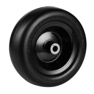Tubeless Mower Wheels, 11x4-5" Size, Pair of Flat-Free PU Tires on Rims, 3.4" Hub, 3/4" Bushing, Includes 20 Adapters, Suitable for Riding Mowers and Lawn Tractors