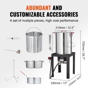 turkey deep fryer 30 qt turkey 10 qt fish steamer cooker set outdoor aluminum seafood frying pot 54000 btu burner propane gas boiler includes baskets perforated poultry rack thermometer 1.jpg