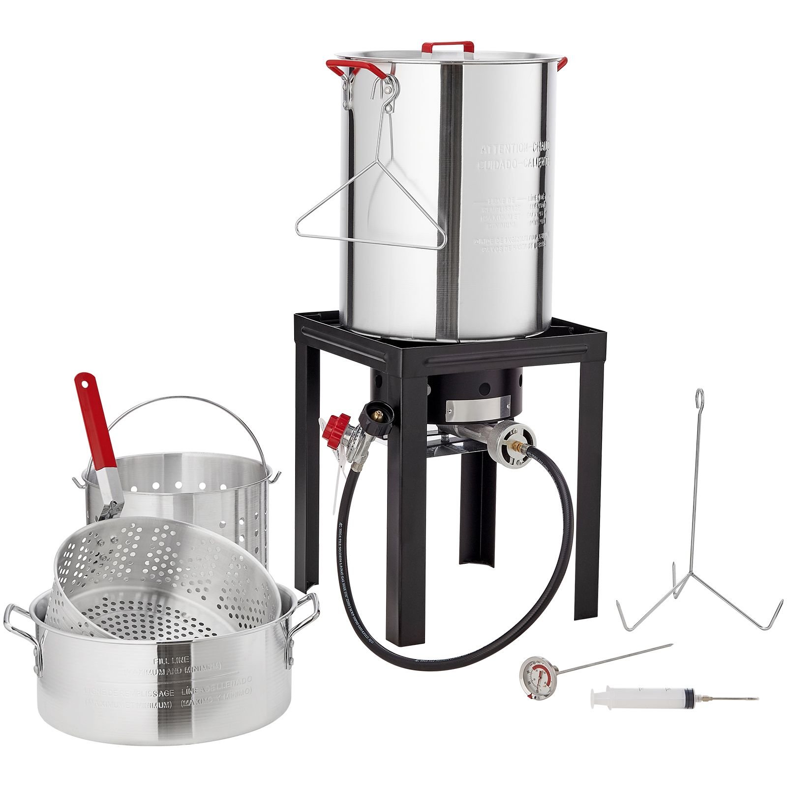turkey deep fryer 30 qt turkey 10 qt fish steamer cooker set outdoor aluminum seafood frying pot 54000 btu burner propane gas boiler includes baskets perforated poultry rack thermometer.jpg