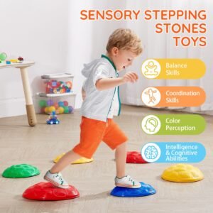 turtle balance stepping stones 6 pcs up to 220 lbs kids turtle jumping stones steps stones toddler obstacle course coordination game toys indoor or outdoor play for children aged 3 4 5 6 7 8 1.jpg