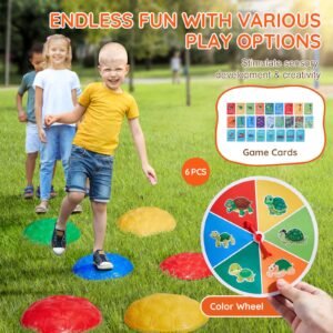 turtle balance stepping stones 6 pcs up to 220 lbs kids turtle jumping stones steps stones toddler obstacle course coordination game toys indoor or outdoor play for children aged 3 4 5 6 7 8 2.jpg