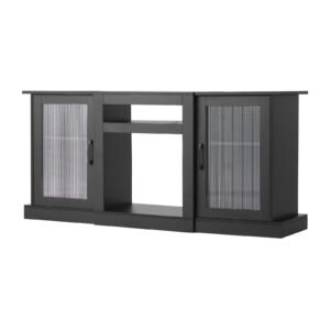 tv stand for tvs up to 65 inch modern entertainment center with light strip wooden tv cabinet storage with glass doors and adjustable shelves console table for living room and bedroom black 4.jpg