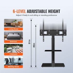 tv stand mount swivel tall tv stand for 32 to 65 inch tvs height adjustable portable floor tv stand with tempered glass base for bedroom living room 2.jpg