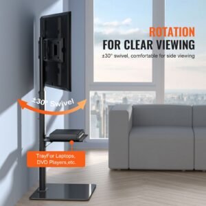 tv stand mount swivel tall tv stand for 32 to 65 inch tvs height adjustable portable floor tv stand with tempered glass base for bedroom living room 3.jpg