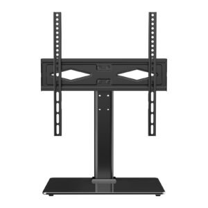 TV Stand Mount, Swivel Universal TV Stand for 32 to 55 inch TVs, Height Adjustable Portable Floor TV Stand with Tempered Glass Base for Bedroom, Living Room