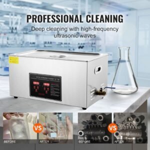 Ultrasonic Cleaner with Digital Timer & Heater, Professional Ultra Sonic Jewelry Cleaner, Stainless Steel Heated Cleaning Machine for Glasses Watch Rings Small Parts Circuit Board (22L)