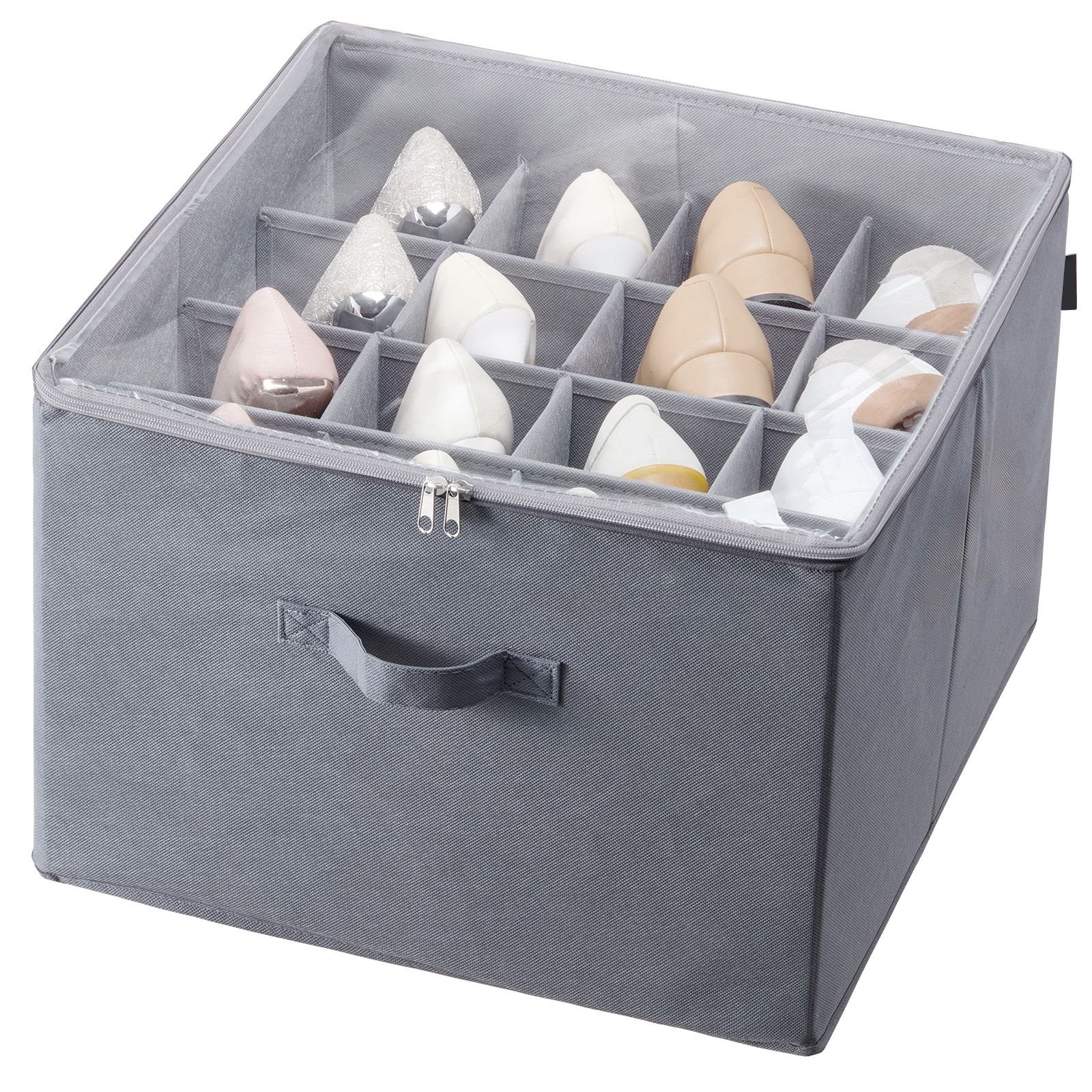 under bed shoe storage organizer 1 pack 16 compartments underbed shoe box storage containers adjustable dividers sandal organizer storage with clear window breathable reinforced handles.jpg