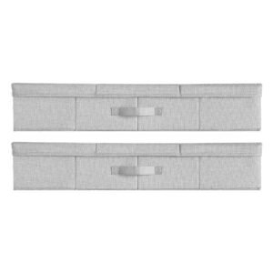 under bed storage with lids, 31.7 x 15.9 x 6.1 inch, 48l large underbed clothes storage containers, low profile gray under bed drawer shoe organizer bins box for blanket shoe bedroom, 2 pack