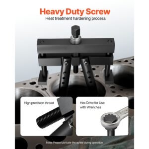 universal cylinder liner puller assembly, used for mack cummins cat on wet liner from 3 7/8 in to 6 1/4 in bore, diesel engine cylinder liner removal tool, replace pt 6400 c, m50010 b, 3376015