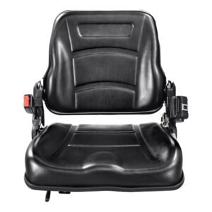 Universal Forklift Seat, Fold Down Tractor Seat with Adjustable Angle Back, Micro Switch and Retractable Seatbelt, 6.3-13.4 inch Slot Forklift Seat for Tractor Loader Excavator