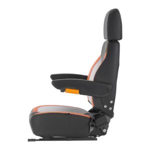 Universal Forklift Seat, Tractor Seat with Adjustable Back, Armrest, Headrest & Safety Belt, Secure Tractor Seat with Micro Switch, Ergonomic Lawnmower Seat for Skid Loader Bulldozer