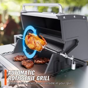 universal grill rotisserie kit for grills electric bbq grill with 110v 9w motor stainless steel automatic grilling kit heavy duty 3239 hexagon spit rod 26 lbs capacity grill attachment 1.jpg