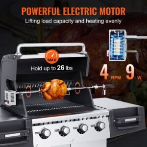 universal grill rotisserie kit for grills electric bbq grill with 110v 9w motor stainless steel automatic grilling kit heavy duty 3239 hexagon spit rod 26 lbs capacity grill attachment 2.jpg