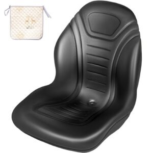 universal lawn tractor seat replacement compact high back mower seat black vinyl forklift seat central drain hole skid steer seat with mounting bolt patterns of 8 x 115 1125 x 115 3.jpg