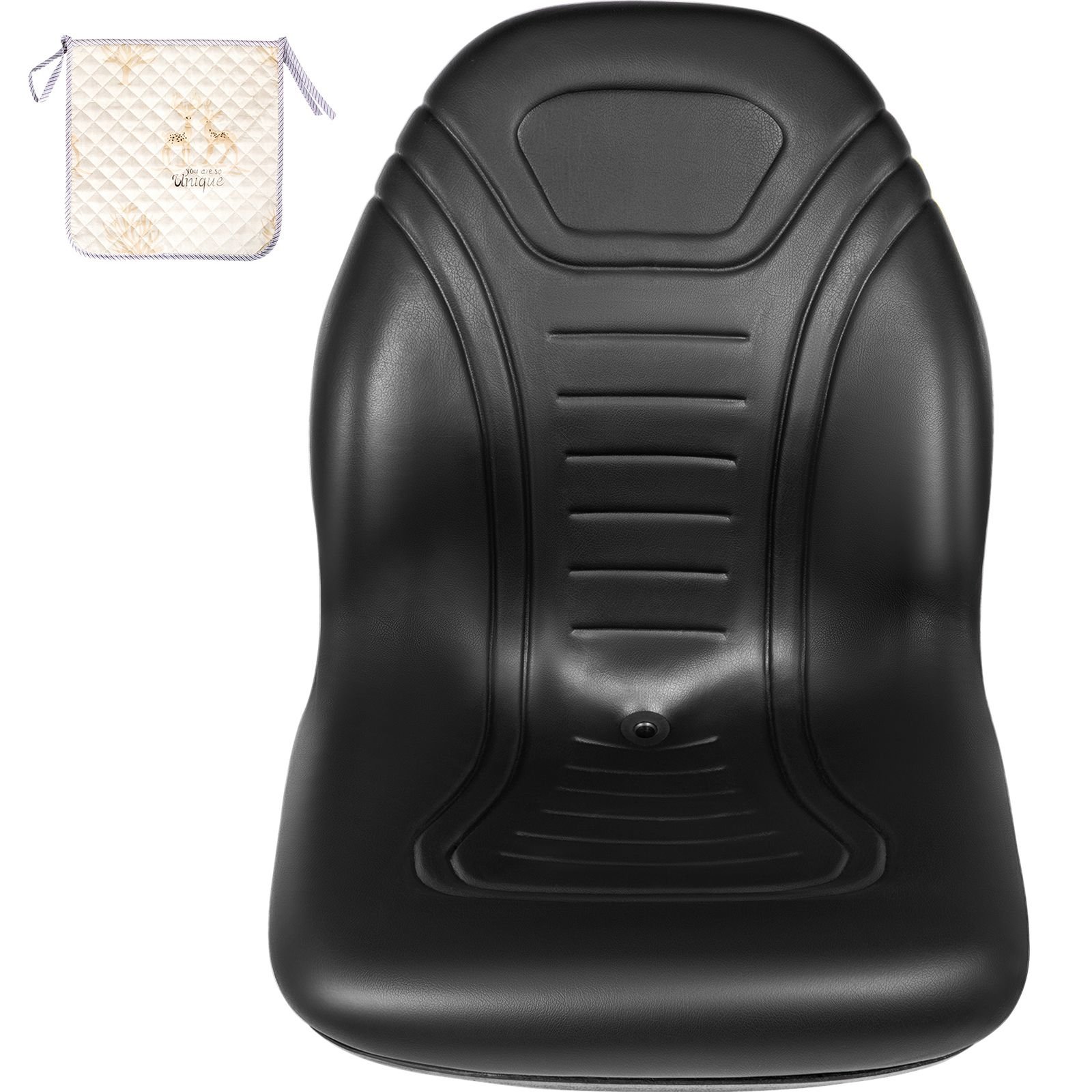 universal lawn tractor seat replacement compact high back mower seat black vinyl forklift seat central drain hole skid steer seat with mounting bolt patterns of 8 x 115 1125 x 115.jpg