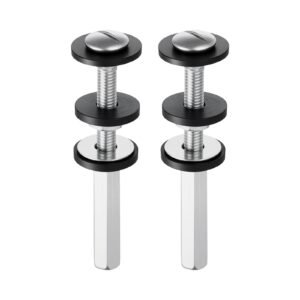 Universal Toilet Seat Bolts Kit, 2PCS Metal Heavy Duty Toilet Tank Bolts, Stainless Steel Toilet Seat Screws Replacement Kit with Long Downlock Nuts, Rubber Washers Gaskets, Toilet Repair Screw