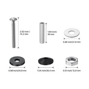 universal toilet seat bolts kit 2pcs metal heavy duty toilet tank bolts stainless steel toilet seat screws replacement kit with long downlock nuts rubber washers gaskets toilet repair screw 4.jpg