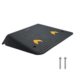 Upgraded Rubber Threshold Ramp, 4" Rise Door Ramp with 1 Channel, Natural Rubber Car Ramp with Non-Slip Textured Surface, 33069 lbs Load Capacity Curb Ramp for Wheelchair and Scooter