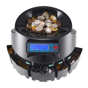 USD Coin Counter & Coin Sorters with LCD Display, Coin Sorter Machine for USD Coin 1/5/10/25 Cents $1, Sorts up to 300 Coins/min, Change Counter Holds 2000 Coins Included 5 Coin Bins & 5 Tubes
