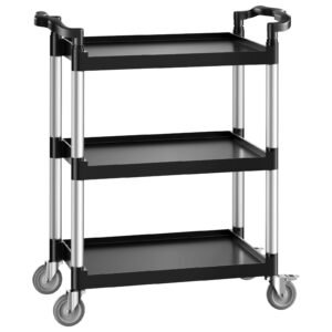 utility cart 300 lbs load capacity 3 tier utility plastic cart with 360 swivel wheels 2 with brakes 244 x 161 inch food service cart for warehouse office home restaurant kitchen 4.jpg
