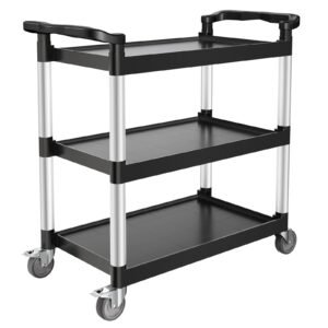 utility cart 500 lbs load capacity 3 tier utility plastic cart with 360 swivel wheels 2 with brakes 311 x 193 inch food service cart for warehouse office home restaurant kitchen.jpg
