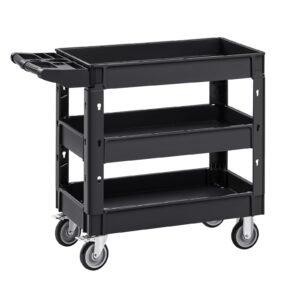 utility service cart 550 lbs laod capacity 3 shelf heavy duty plastic rolling utility cart with 360 swivel wheels 2 with brakes ergonomic storage handle for warehousegaragecleaning 4.jpg
