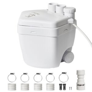 Utility Sink Pump, 1/3 HP, 120-Volt, 1750 GPH Flow, 18 ft Head, Under-Sink Sump Pump System with Copper Wire Motor, Heavy-Duty Utility/Laundry Sink Pump, Drain Pump with 1-1/2" Outlet, White