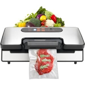 Vacuum Sealer Machine, 90Kpa 130W Powerful Dual Pump and Dual Sealing, Dry and Moist Food Storage, Automatic and Manual Air Sealing System with Built-in Cutter, with Seal Bag and External Hose