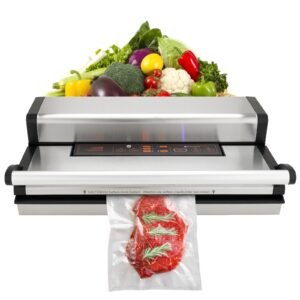 Vacuum Sealer Machine, 95Kpa 350W Powerful Dual Pump and Dual Sealing, Dry and Moist Food Storage, Automatic and Manual Air Sealing System with Built-in Cutter, with Seal Bag and External Hose