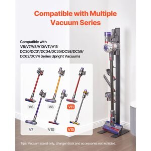 vacuum stand compatible with dyson v6 v7 v8 v10 v11 v15 stable vacuum stand holder with 6 hooks for dyson dc30 dc31 dc34 dc35 dc58 dc59 dc62 d74 cordless upright vacuum cleaners accessories 1.jpg