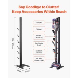 vacuum stand compatible with dyson v6 v7 v8 v10 v11 v15 stable vacuum stand holder with 6 hooks for dyson dc30 dc31 dc34 dc35 dc58 dc59 dc62 d74 cordless upright vacuum cleaners accessories 3.jpg