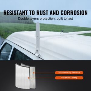 van roof ladder rack 2 bar alloy steel ladder racks adjustable from 472 787 500 lbs capacity roof rack compatible with full size vans with rain gutter chevrolet express gmc savana etc 2.jpg